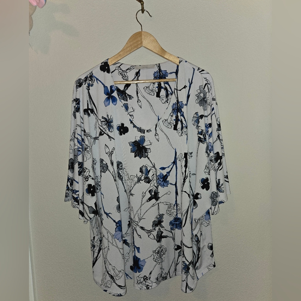George Women's Floral Blouse - White and Blue